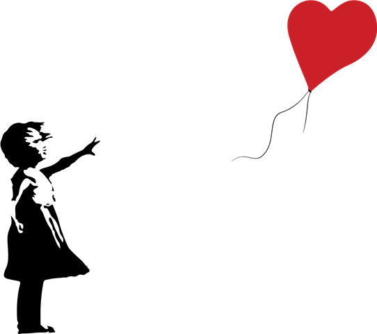 Banksy Vector Art Images - Girl With Heart Balloon (542x480)