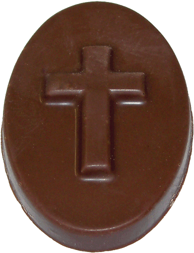 Chocolate Cross On Oval - Chocolate (400x516)