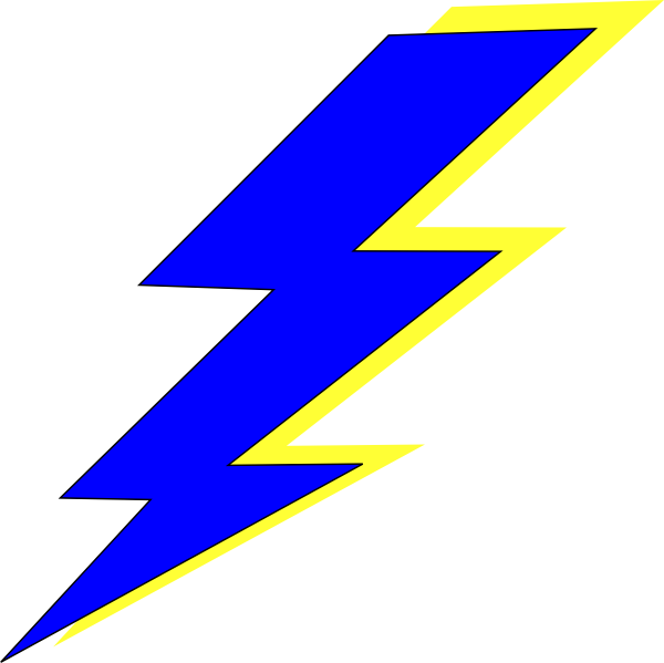 Lightening Clipart Sketch - Blue And Yellow Lightning Bolt (600x599)