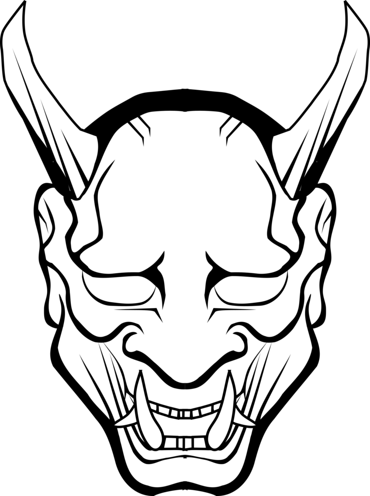 Oni Mask Png File - Oni Mask Black And White (958x1285)