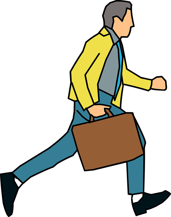 An Illustration Of A Professor In A Hurry To Get To - Ir A Trabajar Png (568x720)