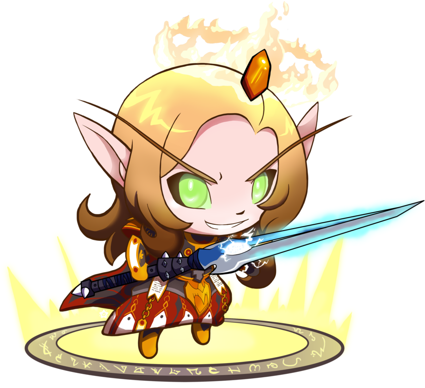 Tiny Warrior Of The Holy Light By Crayon-chewer - Blood Elf Paladin Chibi (900x809)