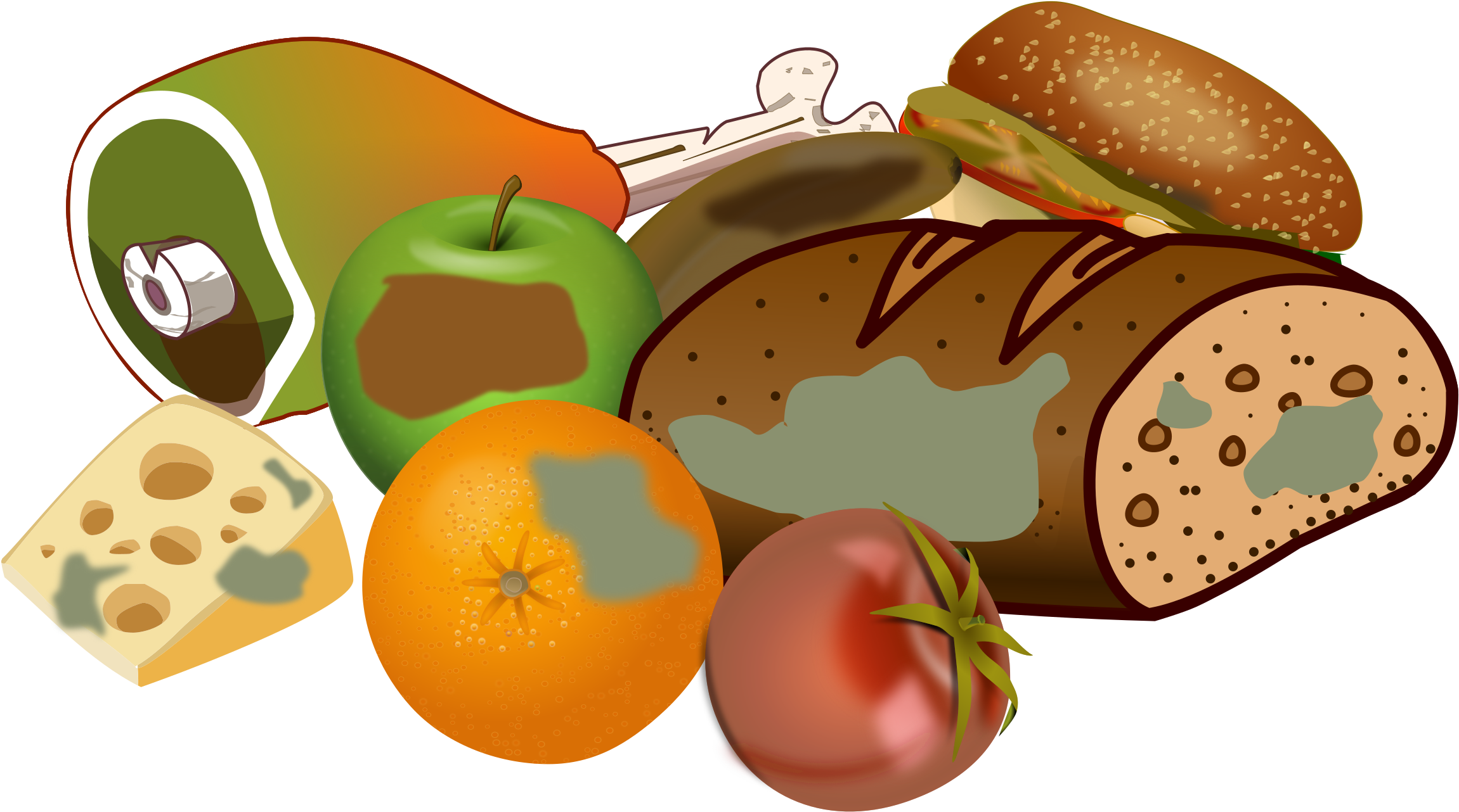 Meat Clipart Rotten - Food Waste Clip Art (2400x1421)