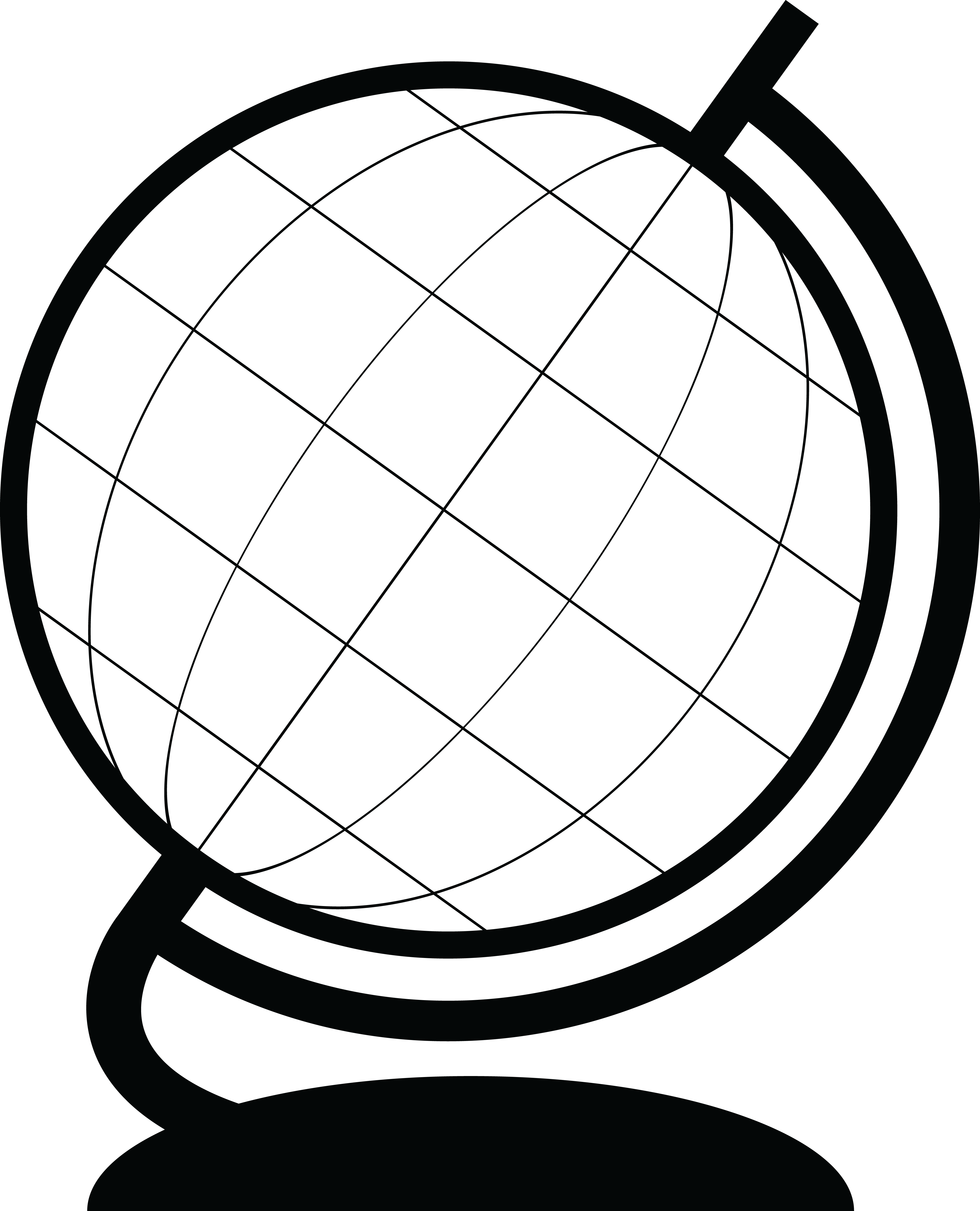 Free Clipart Of A Wire Desk Globe - Outline Of A Globe (4000x4944)