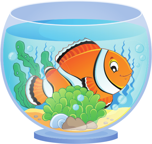 Aquarium With Clown Fish - Fish In Aquarium Clipart (550x505)