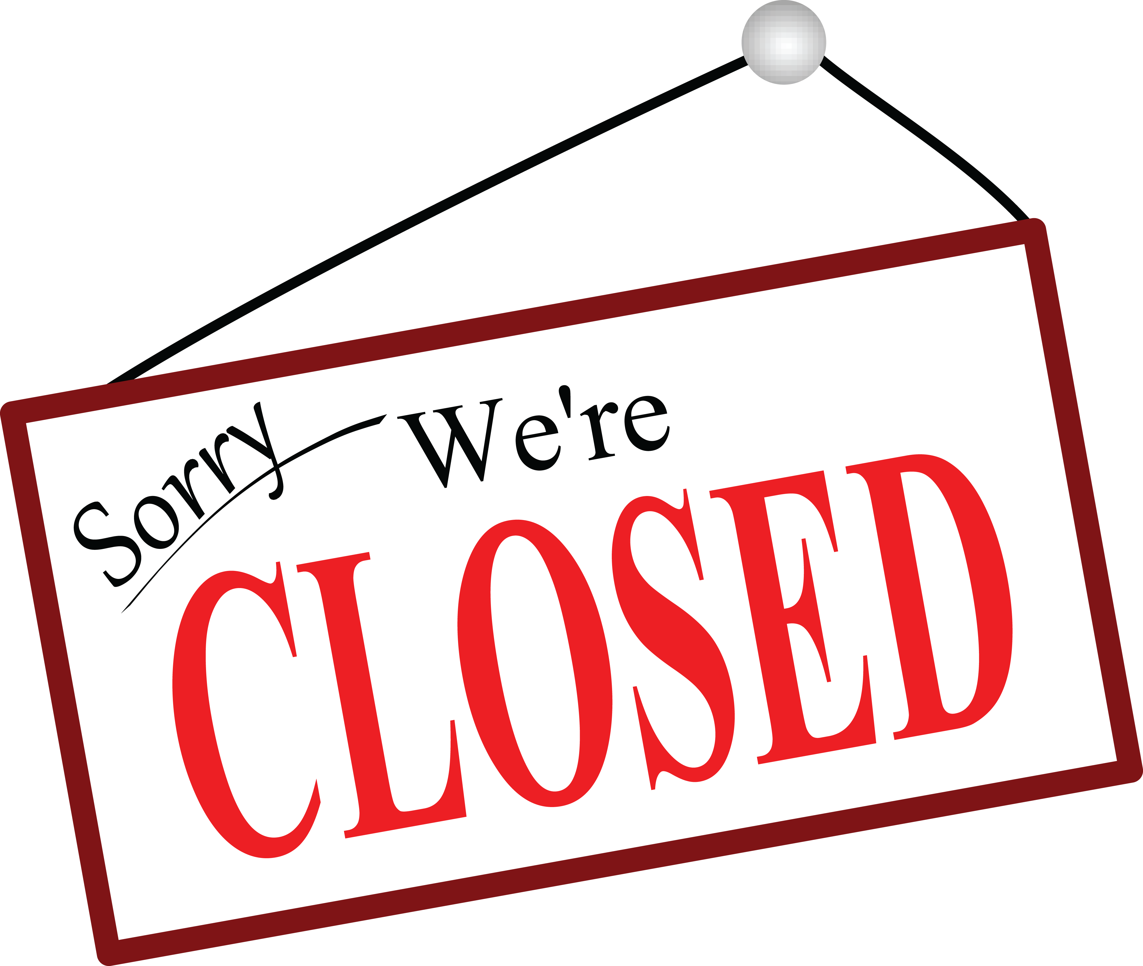 Free Clipart Of A Sorry We're Closed Sign - Free Clipart Closed Sign (4000x3379)