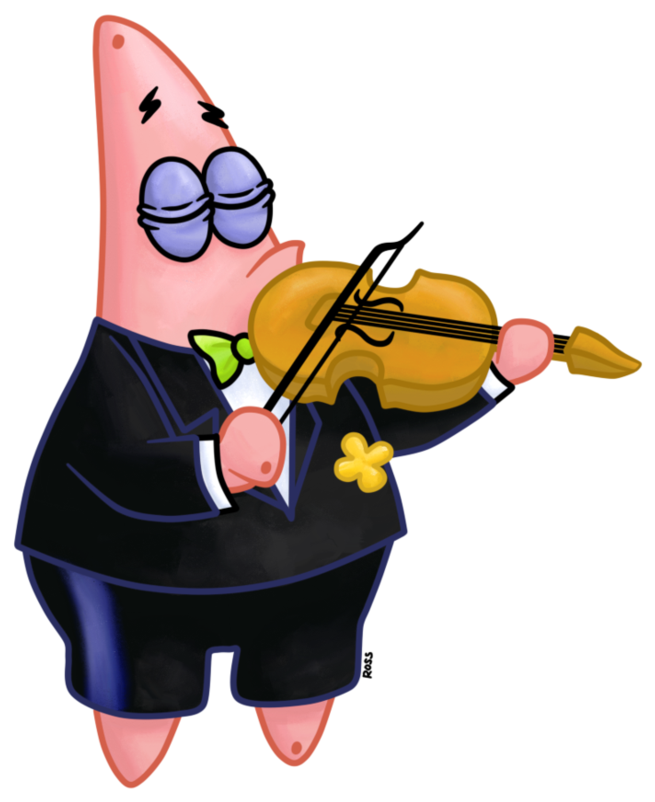 Patrick As A Violinist By Allenare - Cartoon Character Playing Violin (828x966)