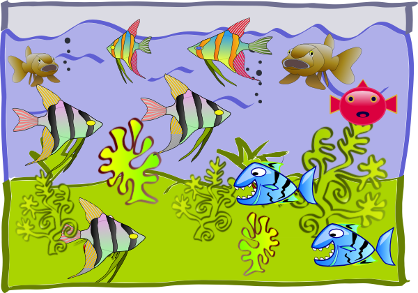 Fish Tank Clip Art At Clker - Draw A Fish Tank (600x420)