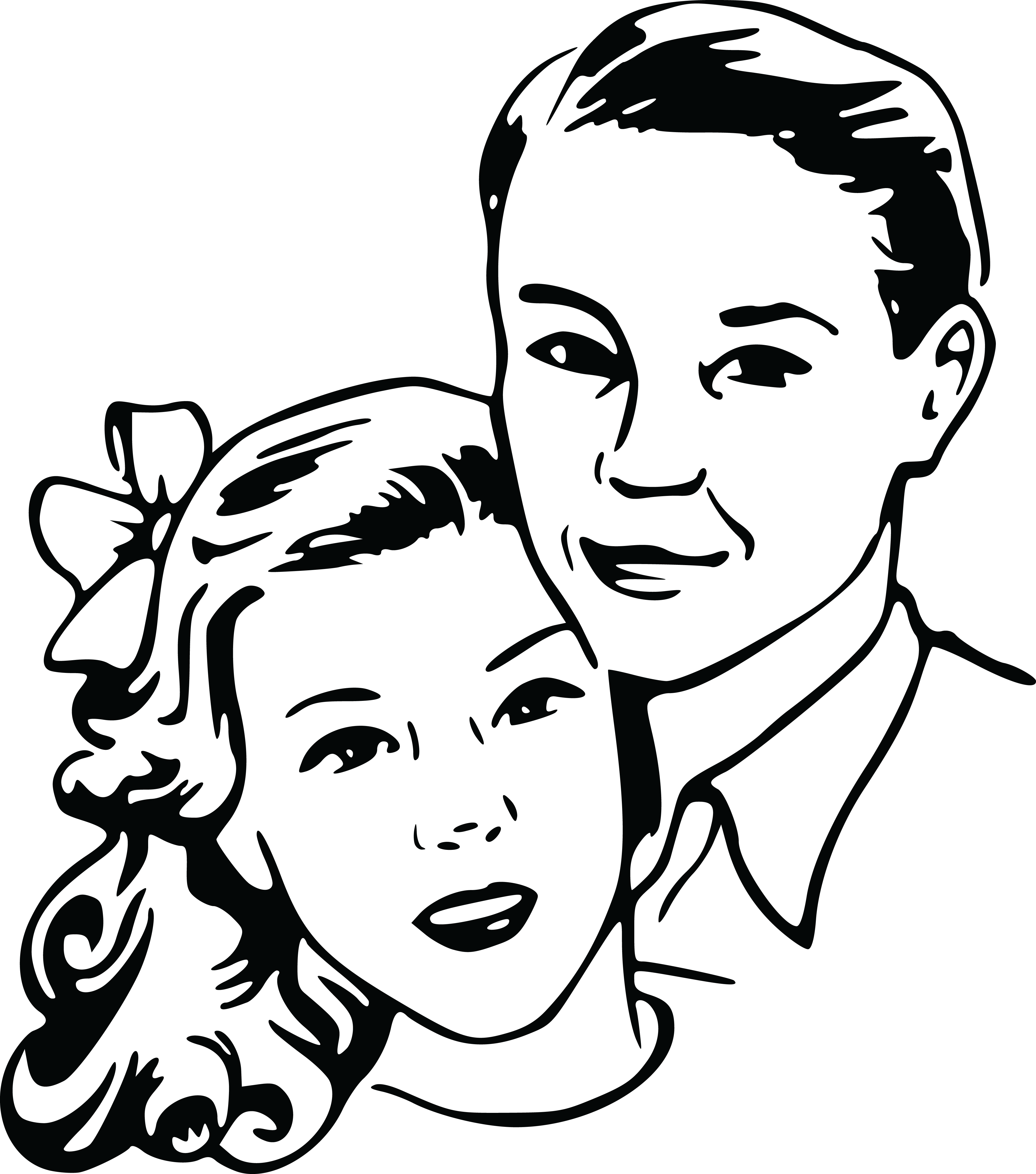 Free Clipart Of A Retro Couple, Black And White - Clipart Black And White People Retro (4000x4531)