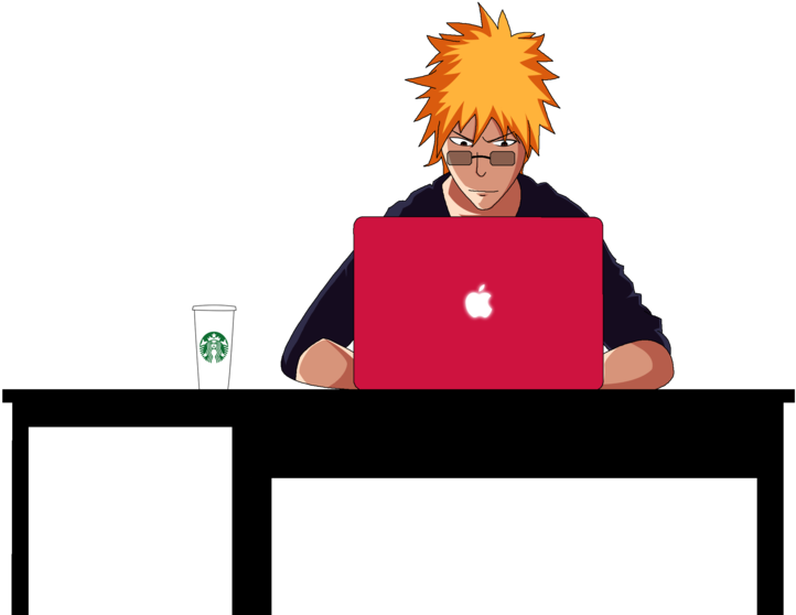 Ichigo Doing Homework By Blue-lancer - Cartoon (1024x576)
