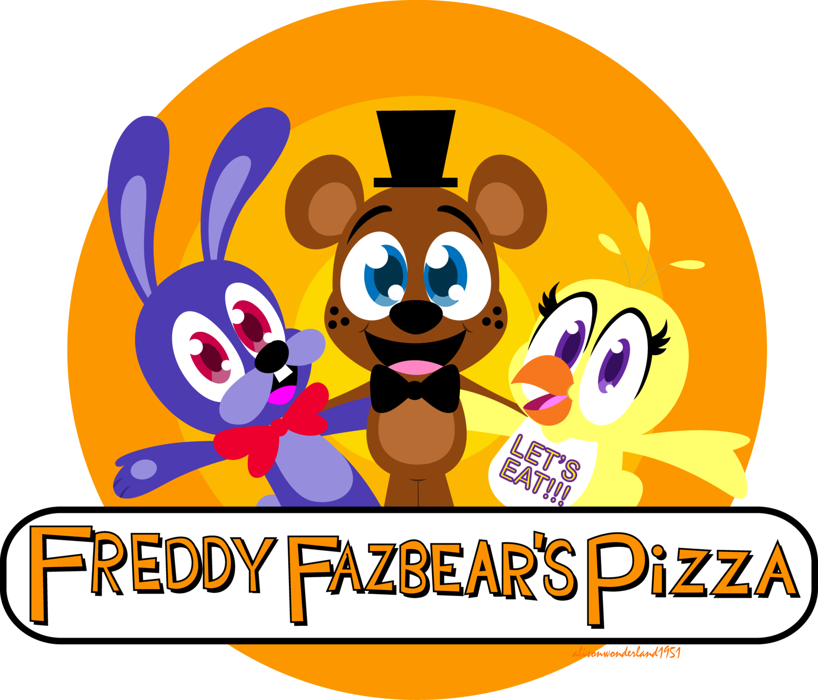 Freddy Fazbear's Pizza Logo By Alisonwonderland1951 - Freddy Fazbear Pizza Cute (1600x1369)