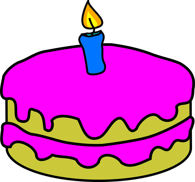 Vanilla Cake Cliparts 10, Buy Clip Art - Birthday Cake With 1 Candle (771x720)