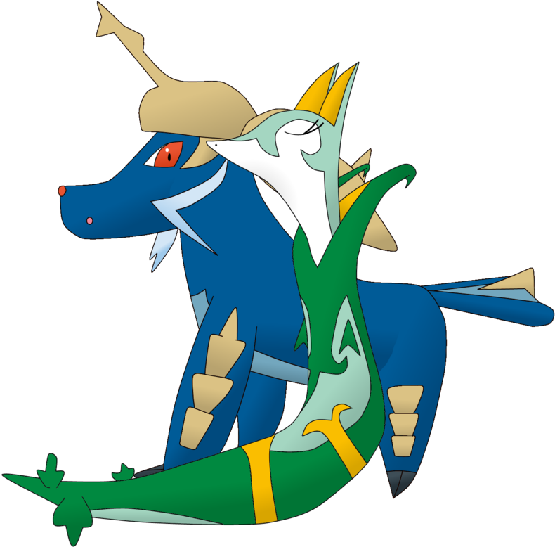 Sneaking A Kiss - Pokemon Serperior X Samurott (800x800)