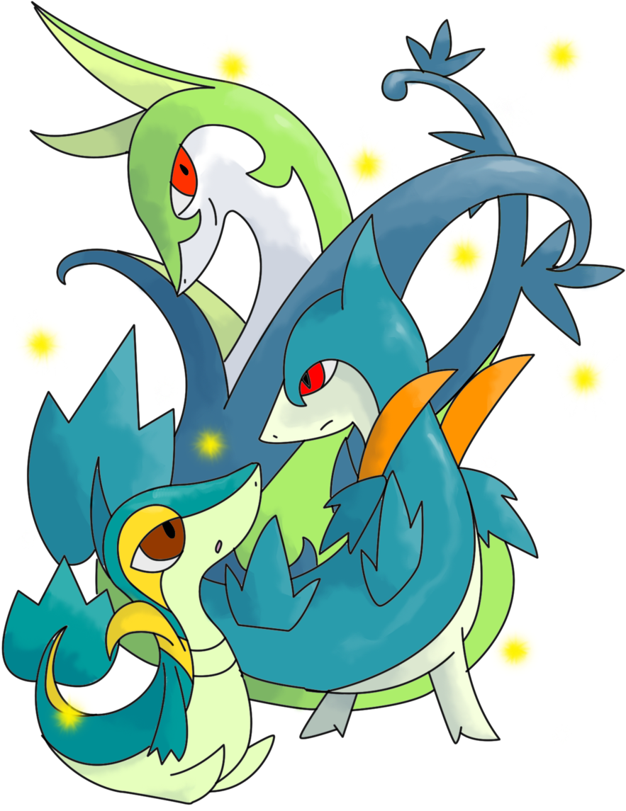 Pokemon Shiny Snivy Evolution (900x1153)