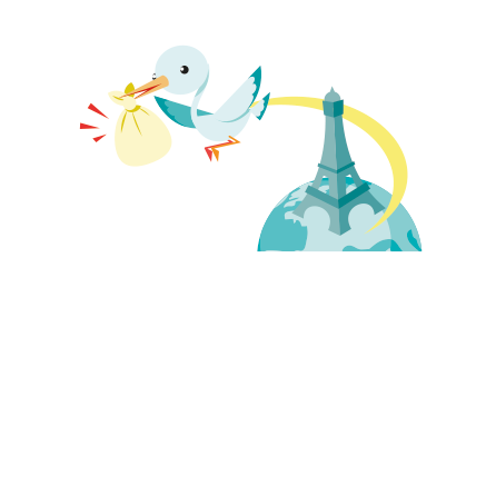 Obleas Personalizadas De Bebe-bautizo Cigüeña París - Illustration (446x446)