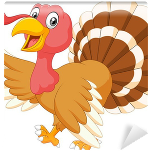 Cartoon Turkey Waving Isolated On White Background - Pavo Animado Sin Fondo (400x400)