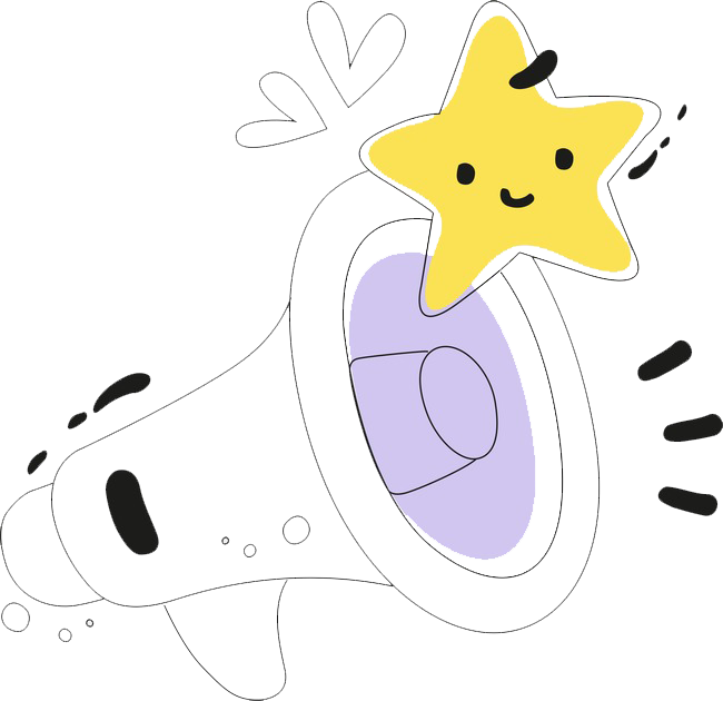 卡通手绘喇叭星星 - Portable Network Graphics (650x630)