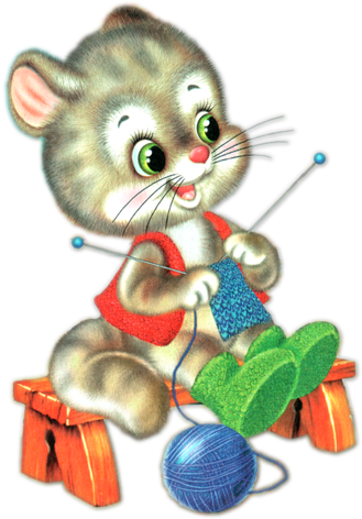 Котики - Вяжет Гиф (375x500)