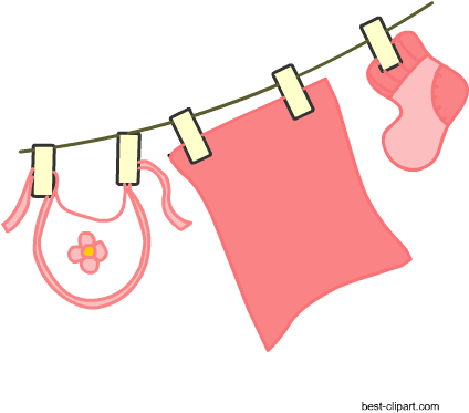 Baby Clothes Line Clipart Pink - Clip Art (450x450)