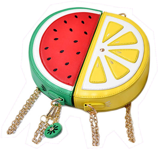 Watermelon And Lemon Fruit Wedge Crossbody Purse - Lemon Wedge Crossbody Bag (600x600)