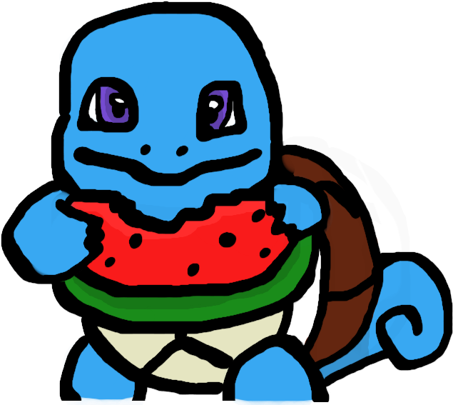 Squirtle Eating Watermelon By Beanmelon - Squirtle (800x600)
