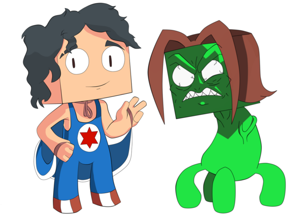 Arin Creeper And Dan By Shikicreations - Cartoon (1024x576)