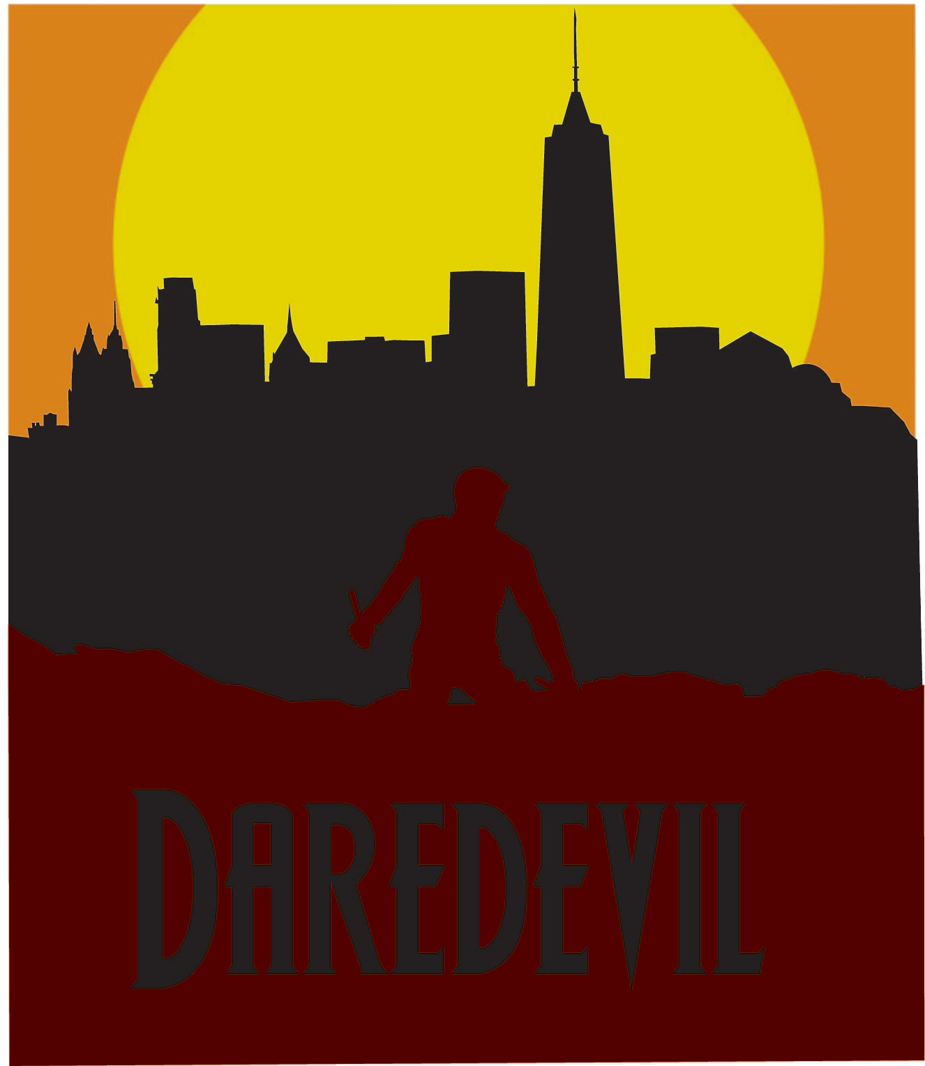 Daredevil Minimalist Poster - Silhouette (1529x1939)