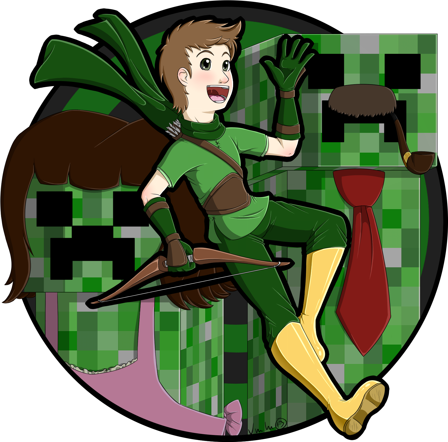 Creeper Parents - Cartoon (1800x1806)