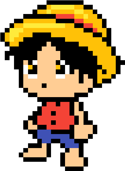 Luffy - Monkey D Luffy Pixel Art (496x589)