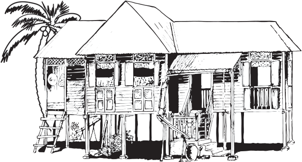 Financial Lateracy Exhibition - Malay Kampung House Sketch (800x331)