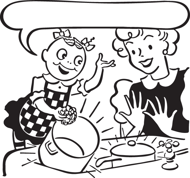 Woman & Girl Wash Dishes - Woman (648x608)