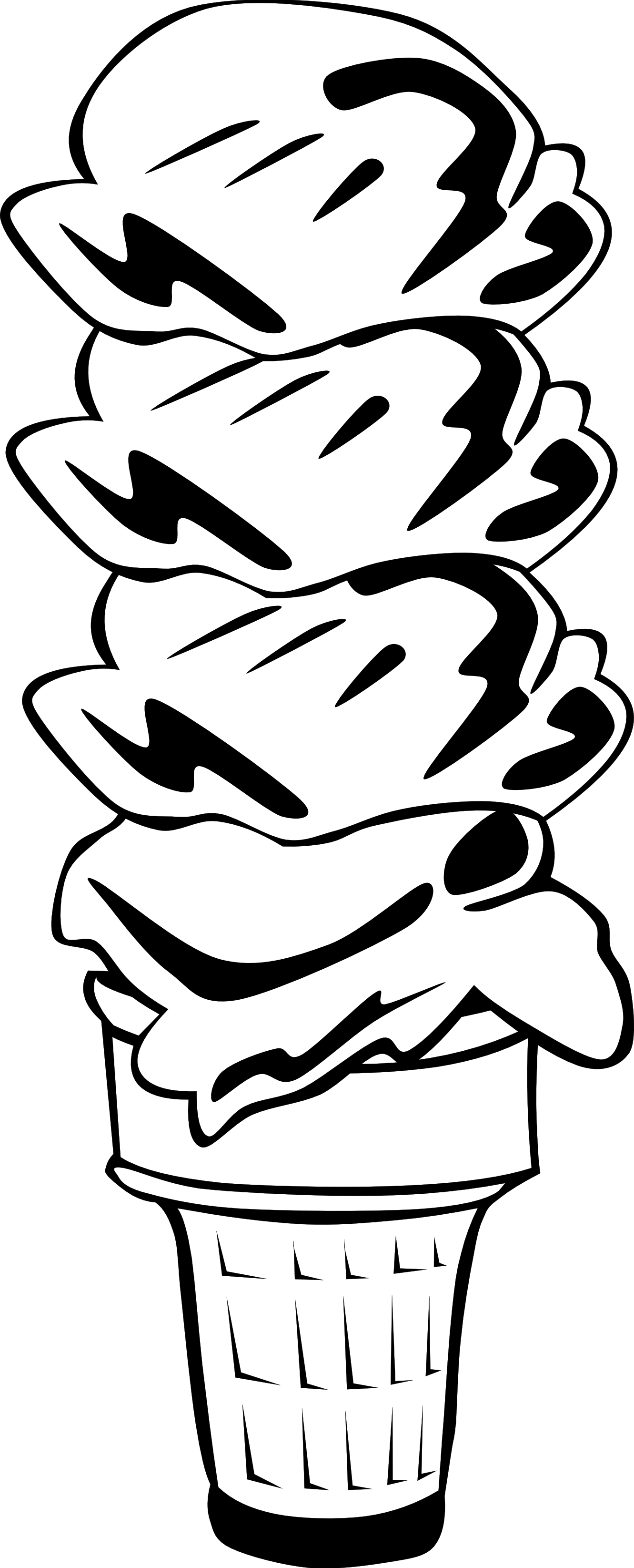 Ice Cream Black And White Bowl Of Ice Cream Clipart - Ice Cream Cone Clip Art (1331x3289)
