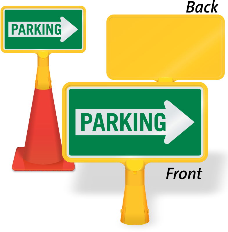 Parking Right Arrow Coneboss Sign - Warning Signs (800x800)