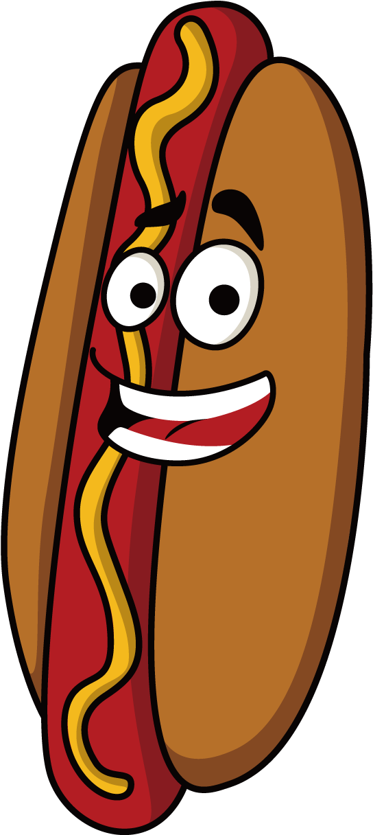 Hot Dog Sausage Fast Food Cartoon - Hot Dogs Cartoon - (1276x1276) Png  Clipart Download