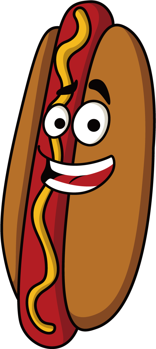 Hot Dog Sausage Fast Food Cartoon - Hot Dogs Cartoon (1276x1276)