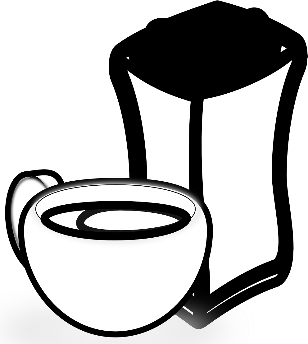 » Clip Art » Cup Of Coffee With Sack Of Coffee - Coffee Bean (999x1157)