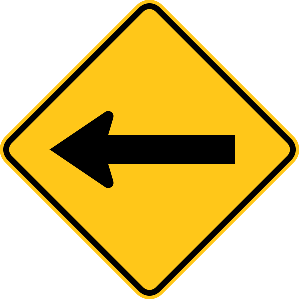 One Direction Arrow Warning Trail Sign Yellow - Merge Sign (600x600)