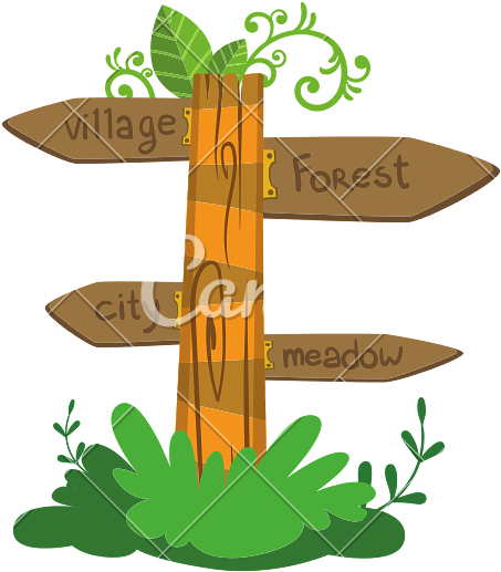 Wooden Direction Sign - Vector Graphics (800x800)