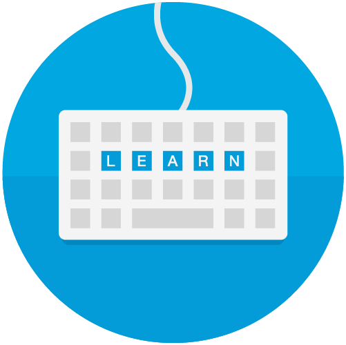 A Keyboard Highlighting The Letters "learn\ - Work Experience Icon Blue (501x500)