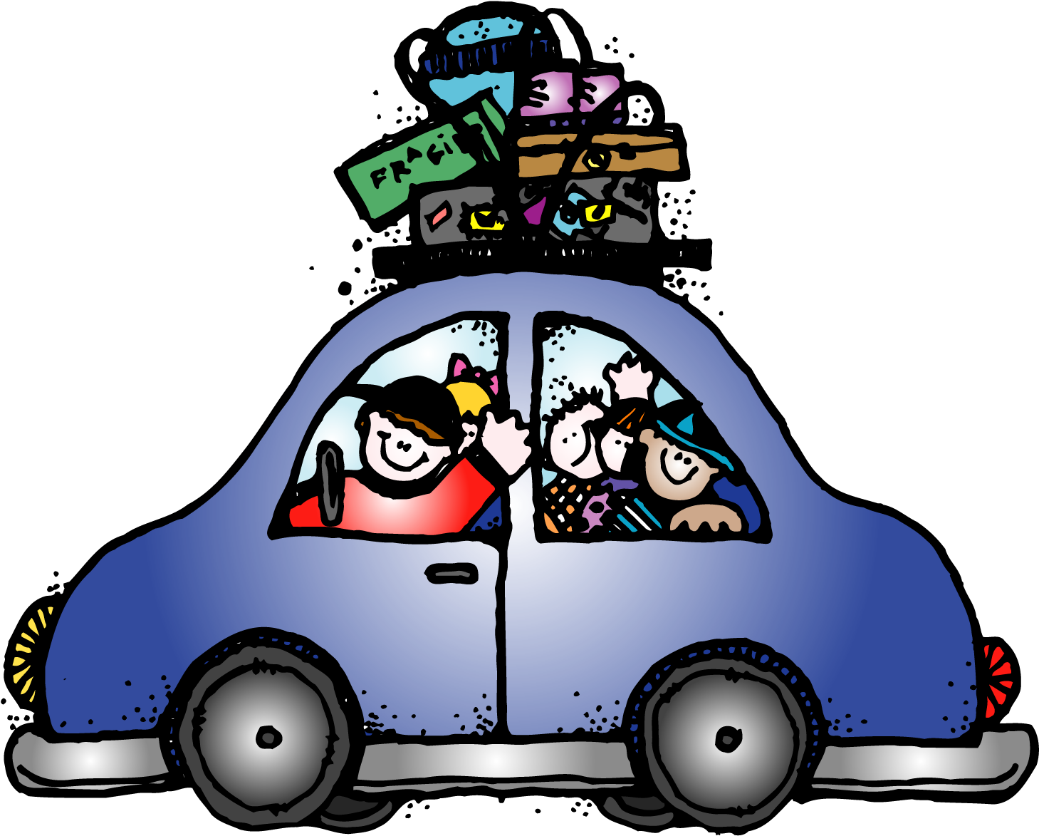 Golden Graham Cereal - Family Road Trip Clipart (1500x1239)