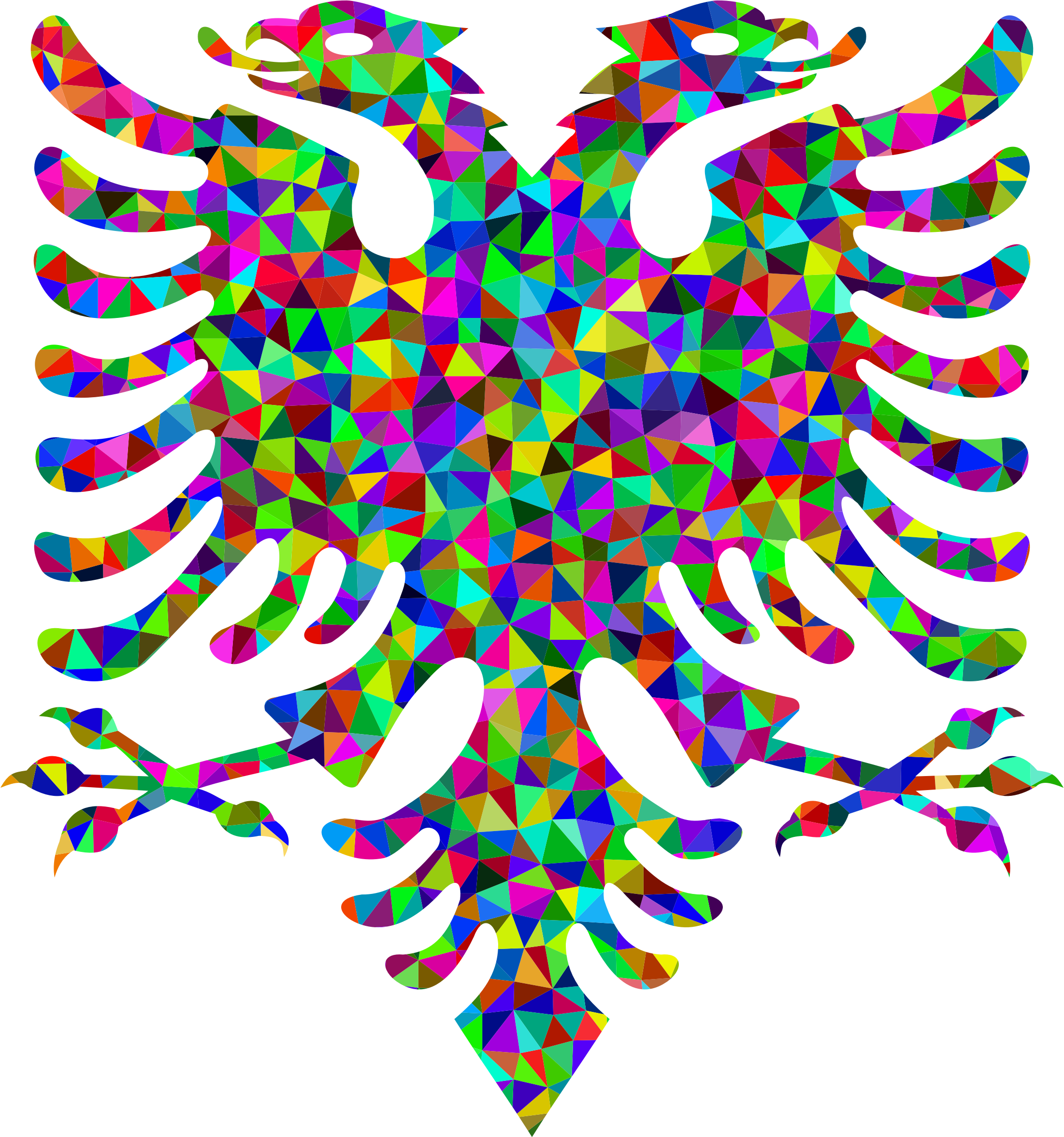 Low Poly Prismatic Double Headed Eagle Clipart - Albanian Flag (2202x2353)