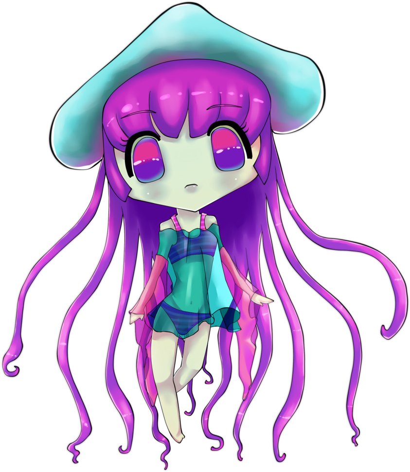 Lady Jellyfish - Cartoon (900x1014)
