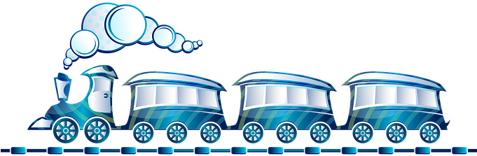 Zug Clipart Kostenlos - Long Blue Train Cartoon (680x340)
