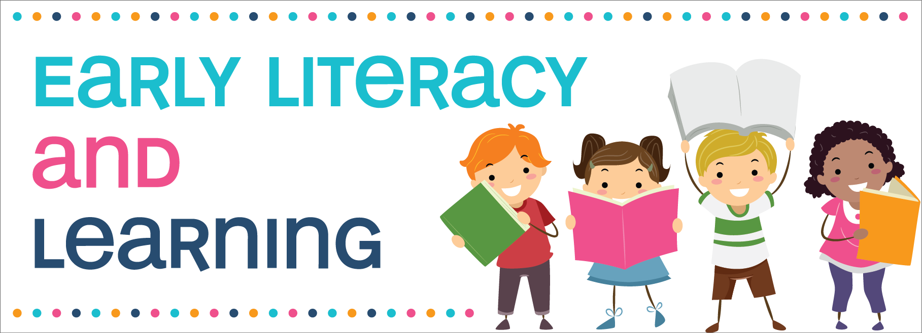Early Literacy Clipart - Stickman Kids (1817x658)