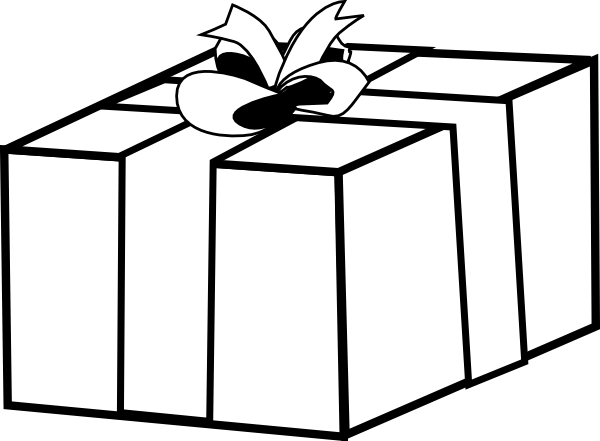 Transparent Gift Outline - Present Black And White Transparent (600x441)