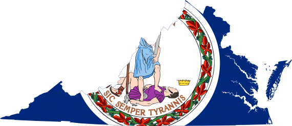 Flag Map Of Virginia-5555px - Virginia Flag Map (1600x693)