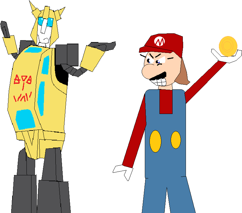 Flashgitz Bumblebee And Mario By G1bfan - Flashgitz Mario (858x742)