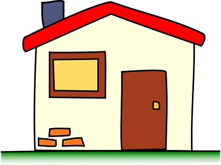 Building House Home Window Door Chimney Br - House Clipart (456x340)