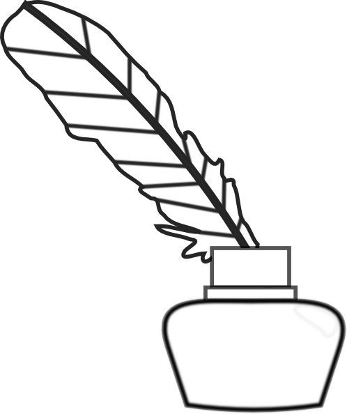 Pen With Ink Feather Clip Art - Draw A Ink Pot (498x594)