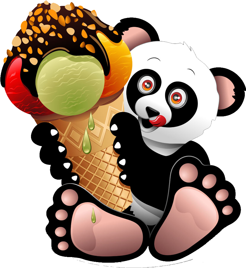 Ice Cream Cone Giant Panda Gelato - Ice Cream Cone Giant Panda Gelato (1000x1000)